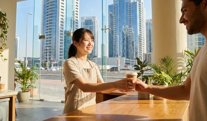 ドバイのカフェでアルバイトをする日本人留学生