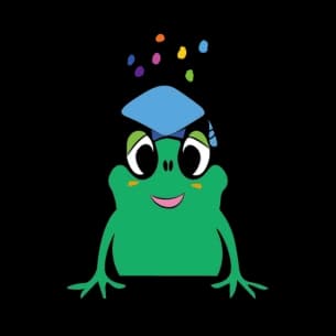 学帽をかぶったかえる