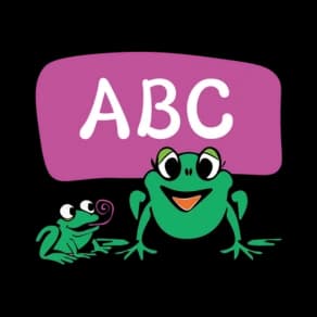 「ABC」の吹き出しと2匹のかえる