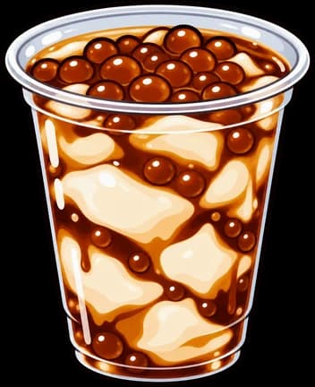 サゴと黒糖シロップをたっぷりかけた、カップ入りのタホ
