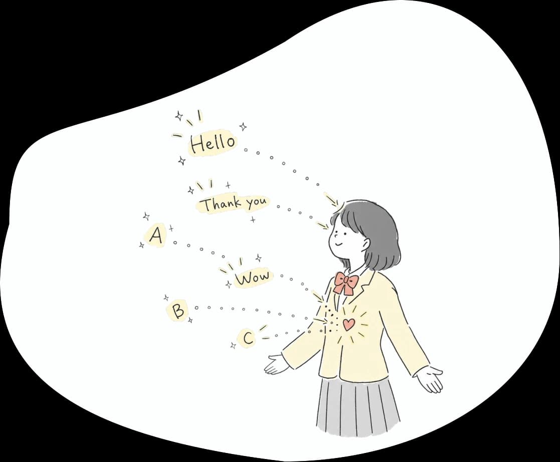 英語で話しかけられる制服姿の高校生