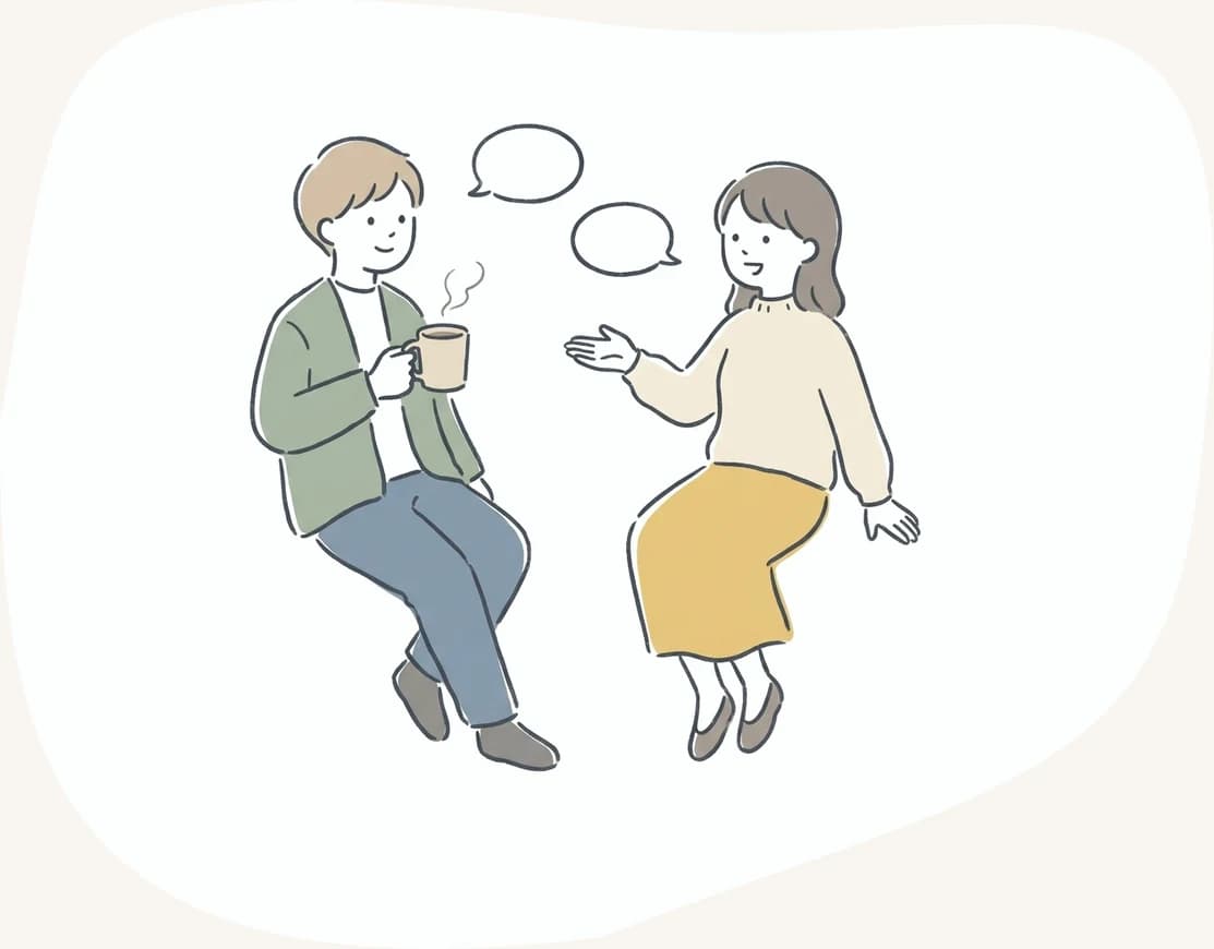 シェアハウスで英語で会話する2人